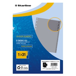 [STL5508] Divisori numerici (1-31 in PP 31 tacche F.to A4 21x29,7cm -Grigio Starline
