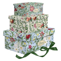 [102589] Set 3 scatole regalo c/nastro Nature Flowers fantasie e dim. assortite Pigna