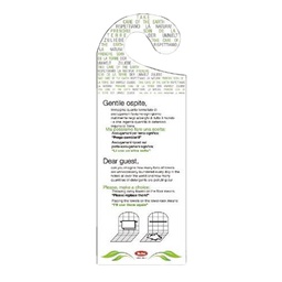 [102981] Conf. 20 Appendiporta hotel ''cambio asciugamani'' cartoncino plastificato Leone