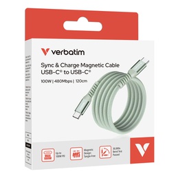 [VERB31855] Verbatim Cavo Magnetico Sync  Charge USB-C to USB-C 100W  120 cm_Verde