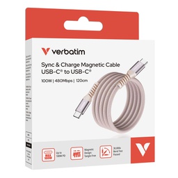 [VERB31857] Verbatim Cavo Magnetico Sync  Charge USB-C to USB-C 100W  120 cm_Rosa