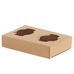 [103017] Conf 50 Portabicchieri asporto da 2 posti 17x11x3,5cm carta kraft avana Leone