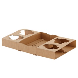 [103020] Conf 50 Portabicchieri asporto da 4 posti 29x17,5x3,5cm carta kraft avana Leone
