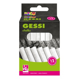 [103094] Scatola 12 gessetti tondi 10x81mm bianchi Deco