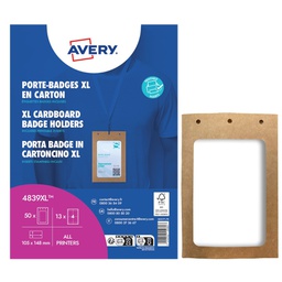 [103371] Conf. 50 Porta Badge A6 in cartoncino plastificato,105x148mm, Laser/Inkjet Avery