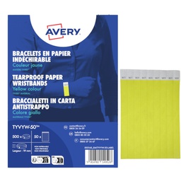 [103376] Conf. 500 braccialetti identificativi in Tyvek® giallo fluo 256x19mm (10et/fg 50