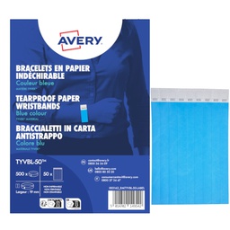 [103377] Conf. 500 braccialetti identificativi in Tyvek® blu fluo 256x19mm (10et/fg 50fg