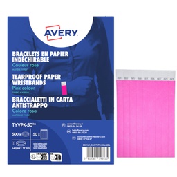 [103378] Conf. 500 braccialetti identificativi in Tyvek® rosa fluo 256x19mm (10et/fg 50fg
