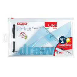 [103466] Coppia squadre 30cm UNII + portamine 0.7mm colori assortiti Arda