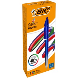 [103618] Scatola 12 penna sfera a scatto 4 Colori Smooth fusto blu 1.0mm BIC®