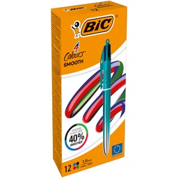 [103619] Scatola 12 penna sfera a scatto 4 Colori Smooth fusto verde acqua 1.0mm BIC®