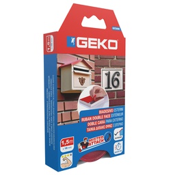 [103642] Nastro biadesivo OUTDOOR Mister Attach 19mmx1,5m grigio/rosso Geko