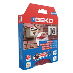 [103643] Nastro biadesivo OUTDOOR Mister Attach 19mmx5m grigio/rosso Geko