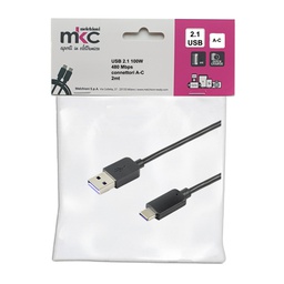 [103594] Cavo USB 2.0 100W 480Mbps con connettori A-C - 2mt