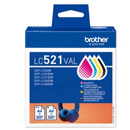 [BROLC521VAL] Brother Cartuccia BK/C/M/Y  LC521VAL - 500 pag cad