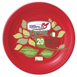 [103873] Conf 20 Piatti piani compostabili D 22cm rosso Dopla