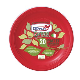 [103875] Conf 20 Piatti frutta compostabili D 17cm rosso Dopla