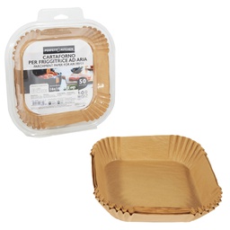 [103909] Conf 50 Vaschette cartaforno per friggitrice ad aria in astuccio 16 x 16 x H4,5c