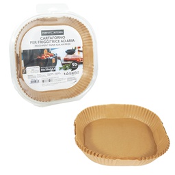 [103910] Conf 50 Vaschette cartaforno per friggitrice ad aria in astuccio 20 x 20 x H4,5c