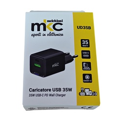 [103979] Caricatore USB 35W 1 USB-C+ 1 USB-A Nero-Mkc