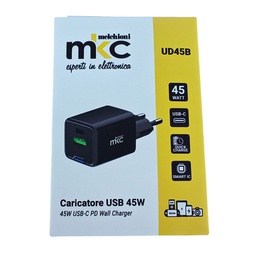 [103981] Caricatore USB 45W 1 USB-C+ 1 USB-A Nero -Mkc