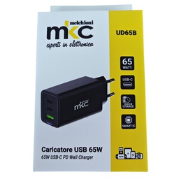 [103982] Caricatore USB 65W 2 USB-C+ 1 USB-A Nero-Mkc