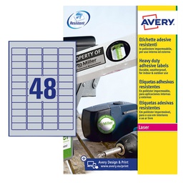 [104996] Poliestere adesivo L6009 argento 8fg A4 45,7x21,2mm (48et/fg laser Avery