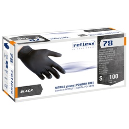 [103783] Conf 100 Guanti in nitrile R78 s/polvere tg S nero Reflexx