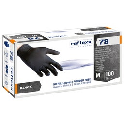 [103784] Conf 100 Guanti in nitrile R78 s/polvere tg M nero Reflexx