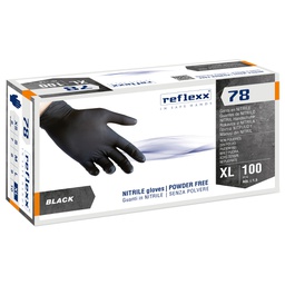 [103786] Conf 100 Guanti in nitrile R78 s/polvere tg XL nero Reflexx
