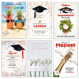 [104151] Biglietto Laurea/Pensione con glitter fantasie assortite Rex Sadoch