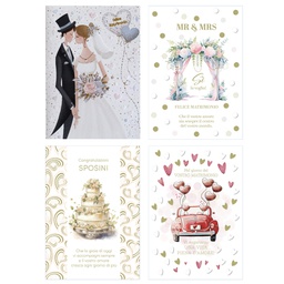 [104152] Biglietto Matrimonio con foil oro e rilievo fantasie assortite Rex Sadoch