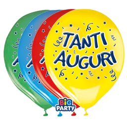 [104196] Busta 8 palloncini in lattice D30cm Tanti auguri Big Party
