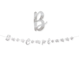 [104199] Festone in cartoncino Buon compleanno Argento Big Party