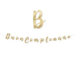 [104201] Festone in cartoncino Buon compleanno Oro Big Party