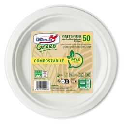[104424] 50 Piatti piani D220mm biodegradabili e compostabili Dopla Green