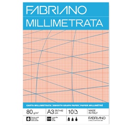 [104501] Blocco carta millimetrata A3 80gr 10fg Fabriano
