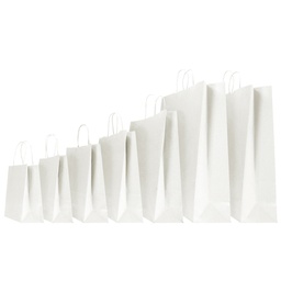 [104673] 25 Shoppers in carta kraft 14x9x20cm Twisted bianco