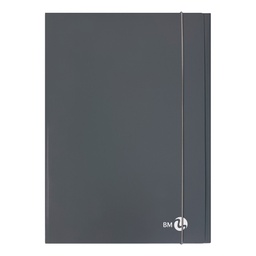 [104814] Cartellina 3 lembi piatta con elastico, f.to A4 grigio scuro BM