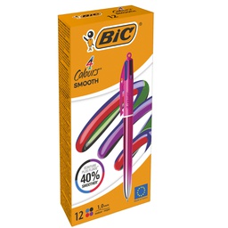 [104909] Scatola 12 penna sfera a scatto 4 Colori Smooth fusto rosa 1.0mm BIC®