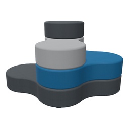 [105216] Pouf a 4 moduli abbinati grigio blu e nero Piqueras y Crespo