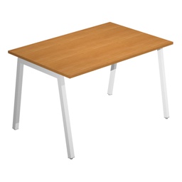 [105307] Scrivania lineare Easy struttura bianca gambe inclinate 120X80cm piano noce chia