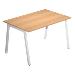 [105308] Scrivania lineare Easy struttura bianca gambe inclinate 120X80cm piano faggio