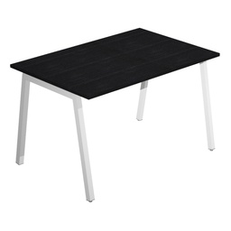 [105309] Scrivania lineare Easy struttura bianca gambe inclinate 120X80cm nero venato
