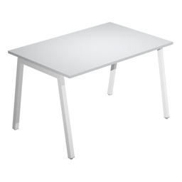 [105310] Scrivania lineare Easy struttura bianca gambe inclinate 120X80cm grigio