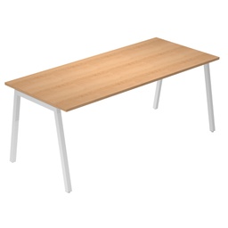 [105313] Scrivania lineare Easy struttura bianca gambe inclinate 140x80cm piano faggio
