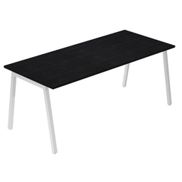 [105314] Scrivania lineare Easy struttura bianca gambe inclinate 140x80cm nero venato