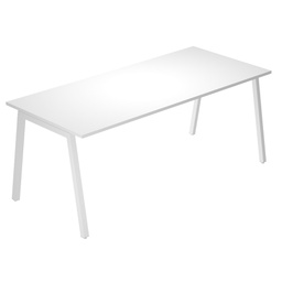 [105320] Scrivania lineare Easy struttura bianca gambe inclinate 160x80cm grigio