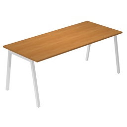 [105322] Scrivania lineare Easy struttura bianca gambe inclinate 180x80cm piano noce chia