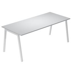 [105325] Scrivania lineare Easy struttura bianca gambe inclinate 180x80cm grigio